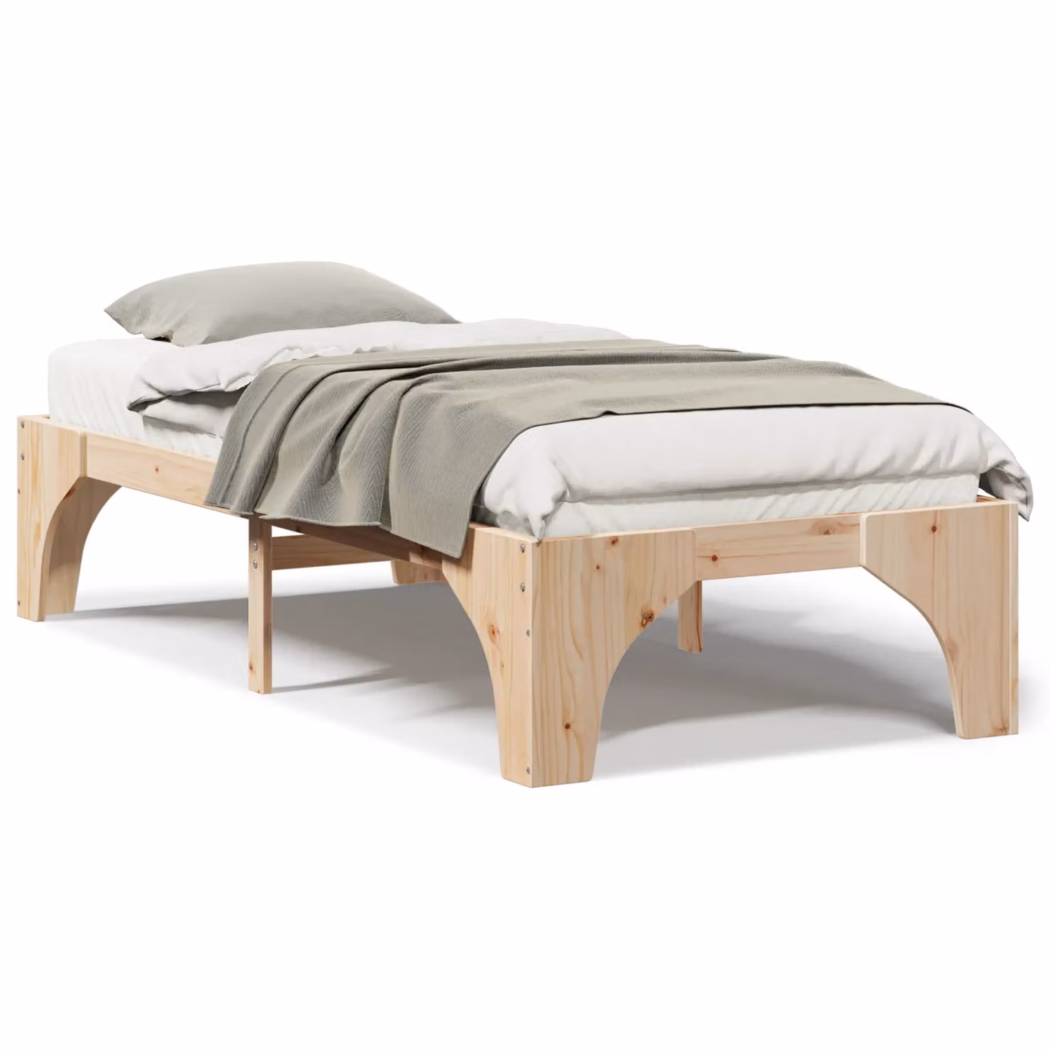 Berkfield Home Floor Bed Frame with Storage in Brown Solid Pine Wood W/D/H: 90 x 190 x 40 cm – 2