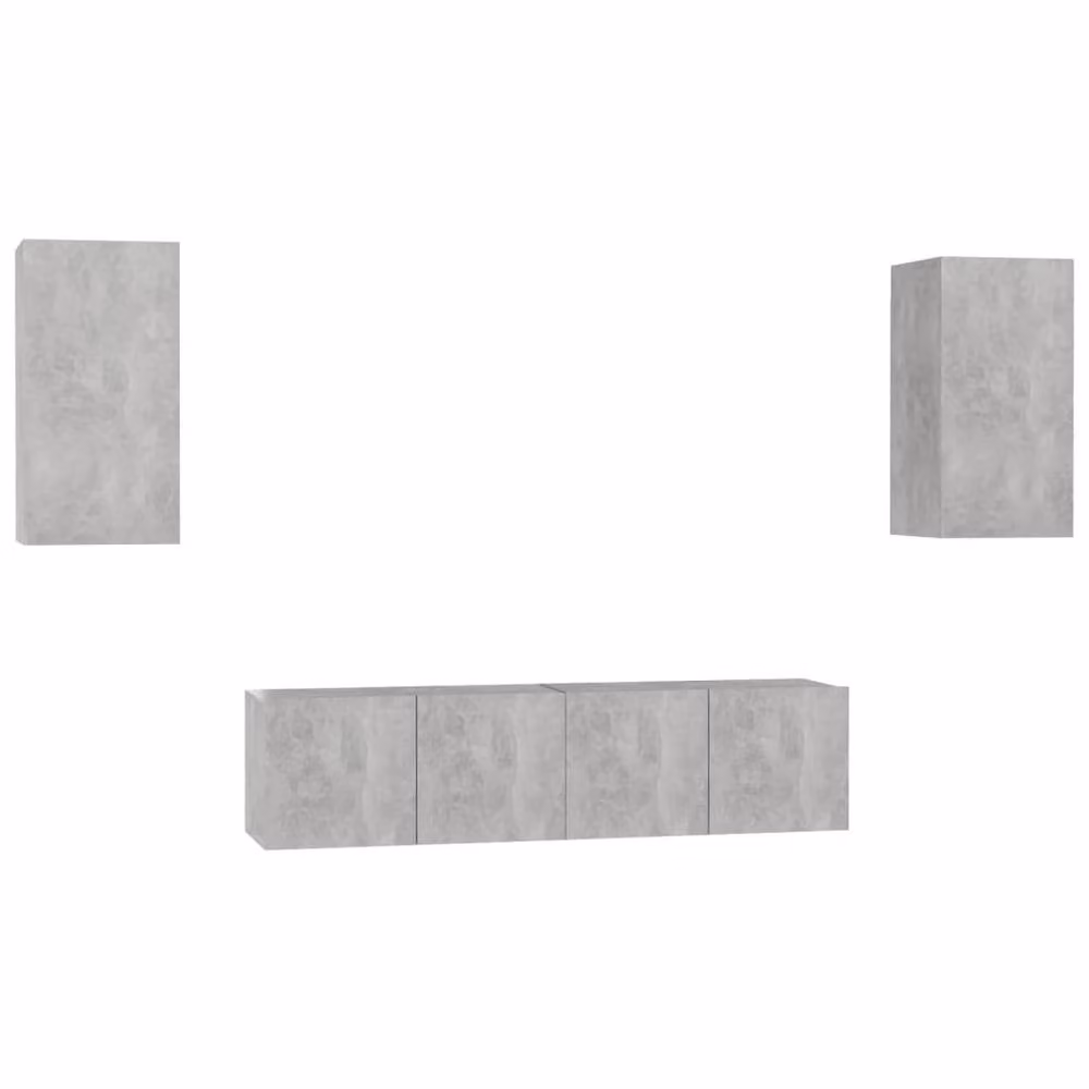 Berkfield Home 4 Piece Modern TV Cabinet Set in Grey Matt MDF – 3