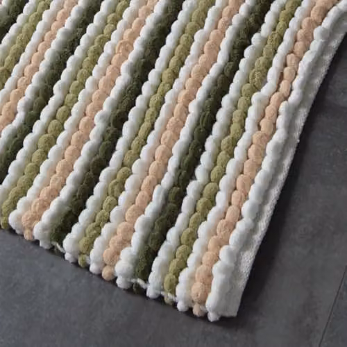 Allure Bath Fashions Striped Chunky Bobble Bath Mat in Green, W: 80 cm, D: 50 cm – 4