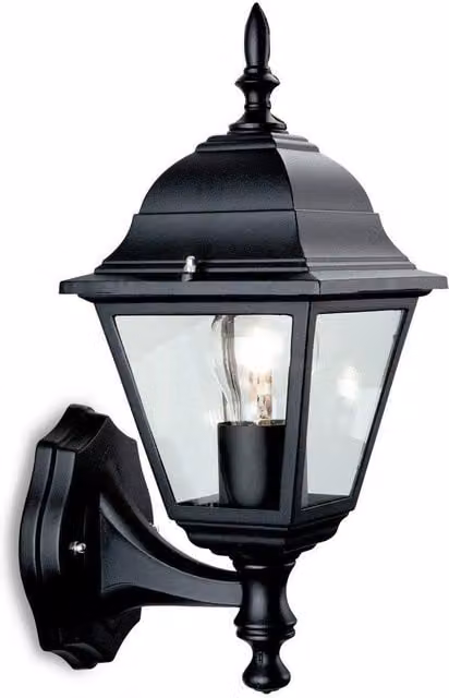 Netlighting 4 Panel Outdoor Lantern Uplight in Black with Transparent Glass, IP43, E27