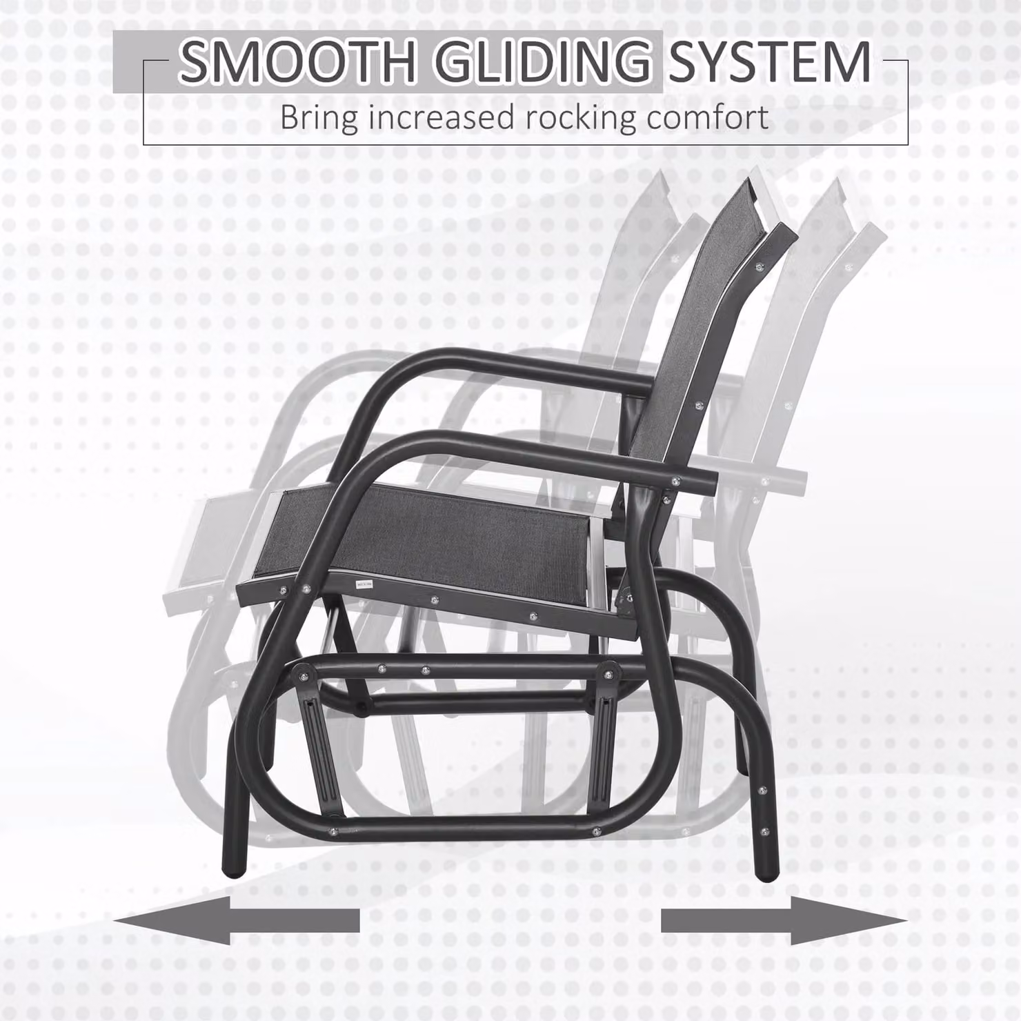 OUTSUNNY Outdoor Gliding Swing Chair with Textilene Mesh and Powder Coated Steel Frame in Black – 4