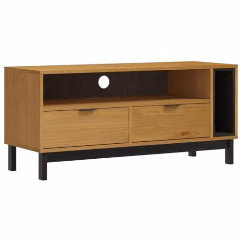 vidaXL FLAM TV Cabinet in Brown Solid Pine Wood, W/D/H: 110 x 40 x 50 cm