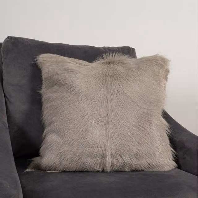 Native Natural Grey Lambskin Square Cushion, 45 cm