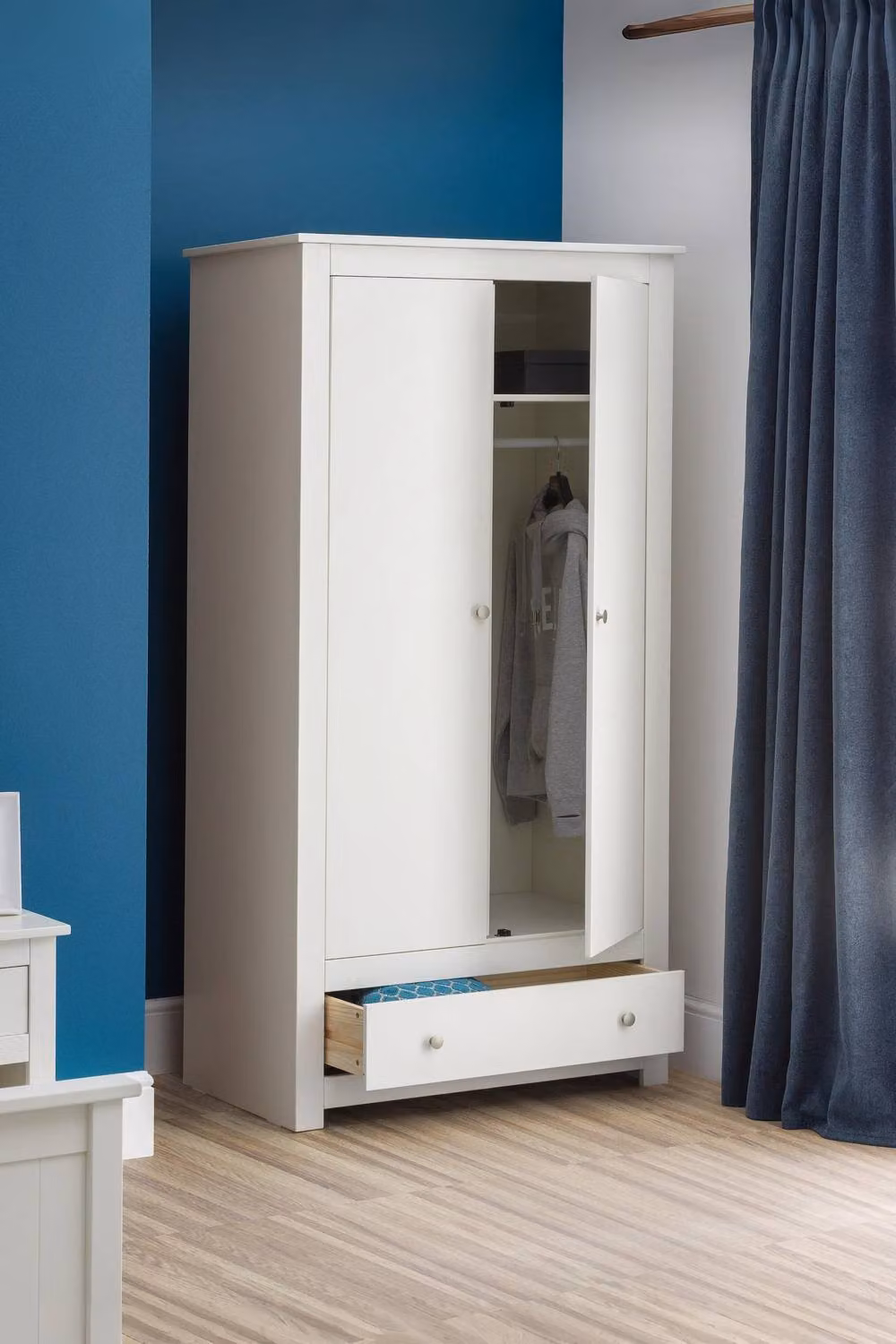 Julian Bowen Radley 2 Door Double Wardrobe with Integrated Drawer in White – 4
