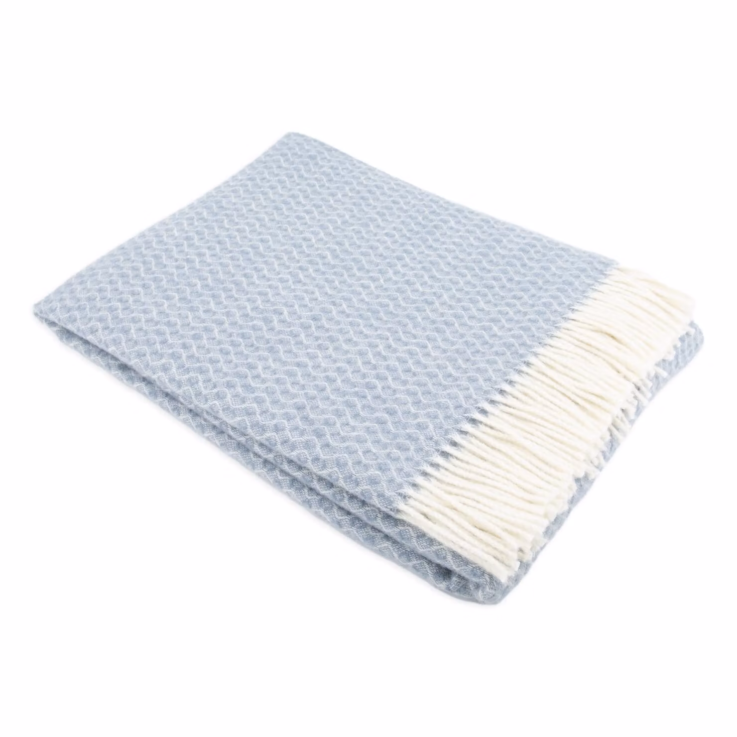 Native Natural Blue Geometric Wool Blanket – 3