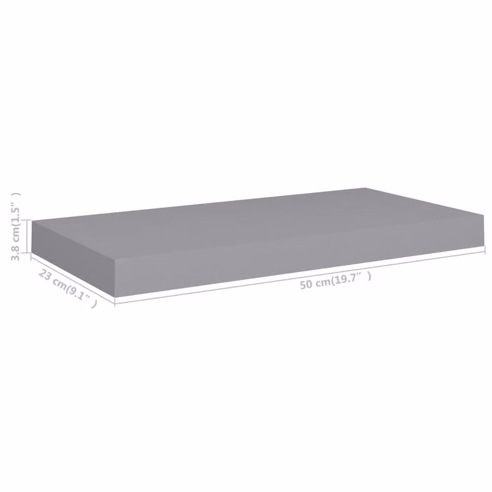 Berkfield Home Grey Floating Wall Shelf, W: 50 cm, D: 23 cm, H: 3.8 cm – 2