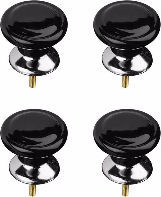 Orsina Polished Black Ceramic Drawer Knobs, Set of 4