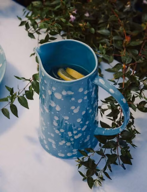 M&S Blue Ceramic Paint Splatter Jug