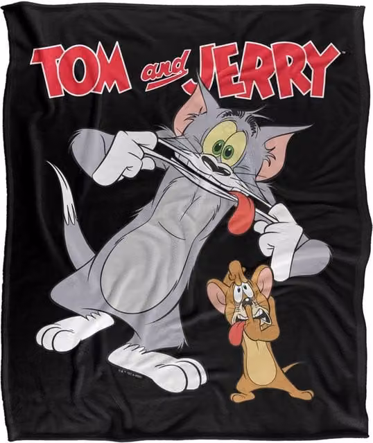 Warner Bros. Tom & Jerry Silly Faces Super Soft Silky Touch Throw Blanket, Multicolour, Extra Large – 1