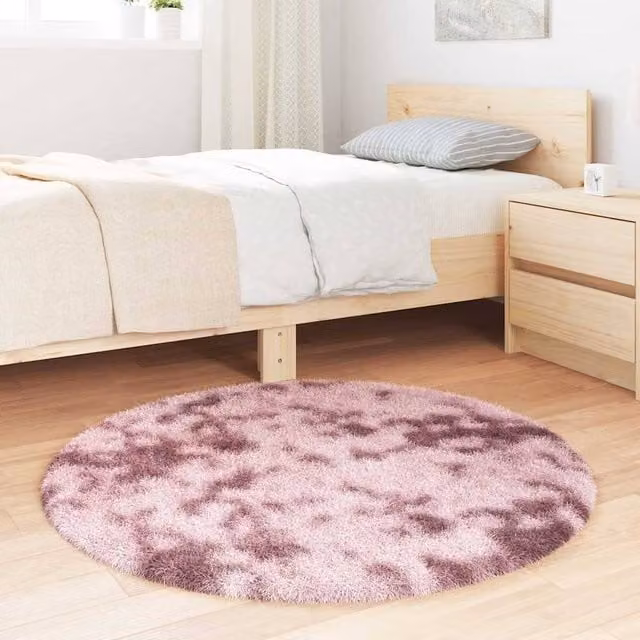 Berkfield Home NAVARRA Shaggy High Pile Round Rug, Dusty Pink, W: 100 cm – 1
