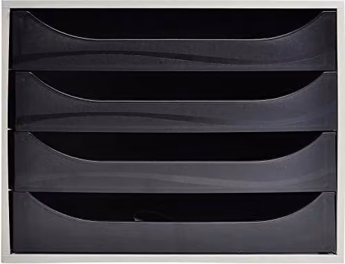 Exacompta EcoBox Stackable 4-Drawer Set in Black, W/D/H: 24.8 x 28.4 x 23.4 cm – 1