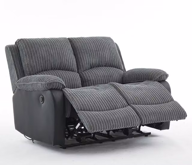 Furniture One Grey Corduroy Sectional Recliner Sofa Set