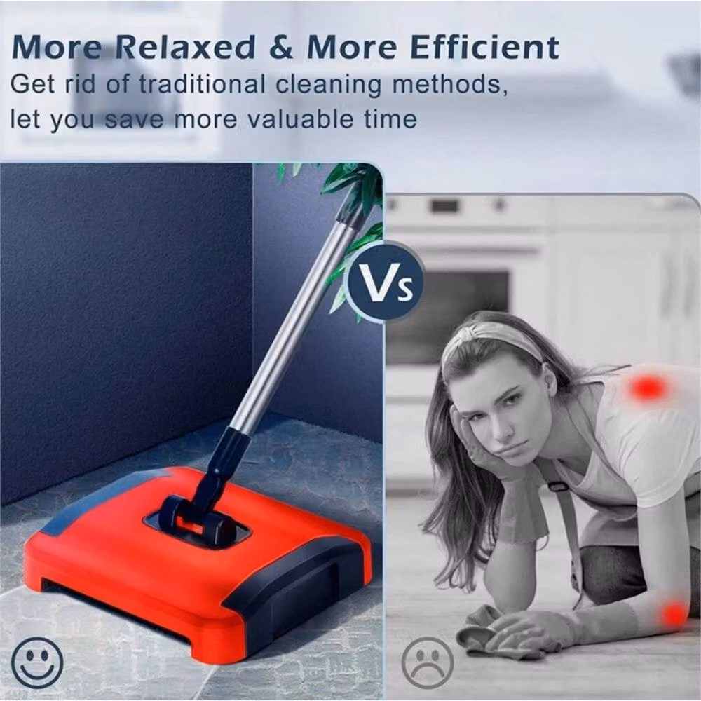 Nordara Lightweight Walk-behind Carpet Sweeper in Red, W: 100 cm, D: 15 cm – 4