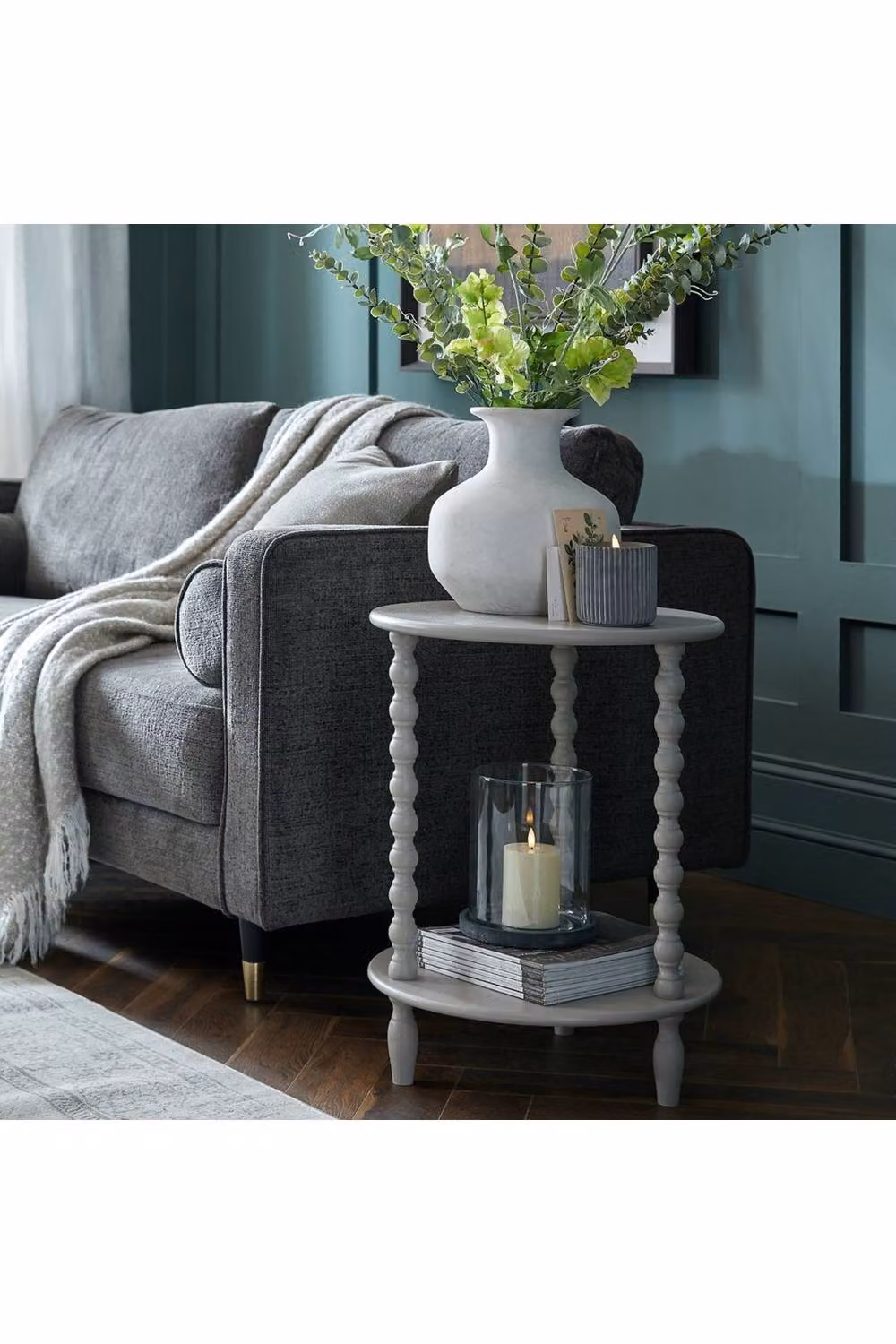 KDMD Camden Collection Round Metal Side Table in Matt Grey – 3