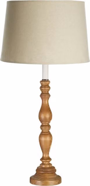 Orsina Antique Style Wooden Table Lamp with Fabric Shade in Brown and Beige