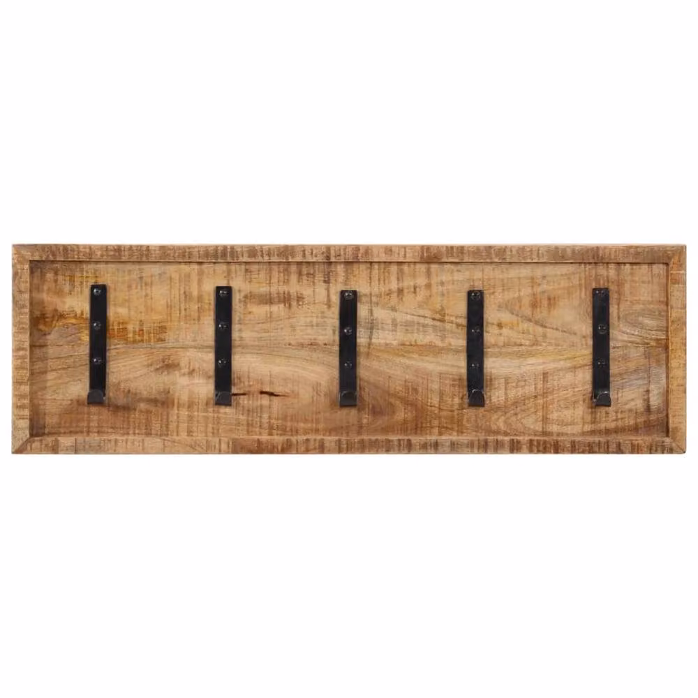Berkfield Home Wall-mounted Mango Wood Coat Rack with 5 Hooks in Brown and Multicolour – 2