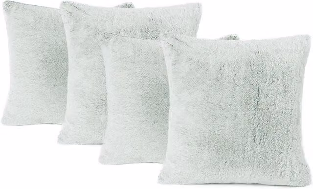 OHS Pack of 4 Teddy Marl Square Cushion Covers in Green and White