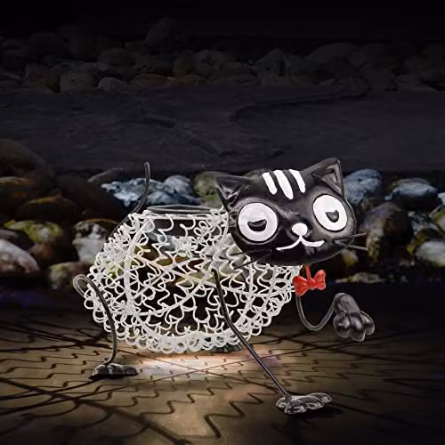 Globrite Metal Scroll Animal Cat Solar Light, Multi-colour Outdoor Garden Ornament with LED Lamp – 4