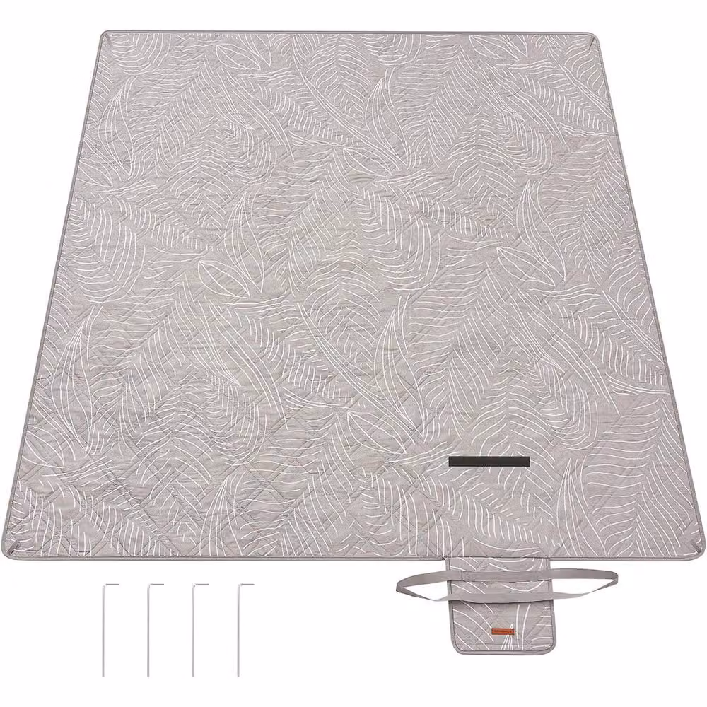 The Bazaarist Foldable Waterproof Padded Picnic Mat with Pegs, Beige – 2