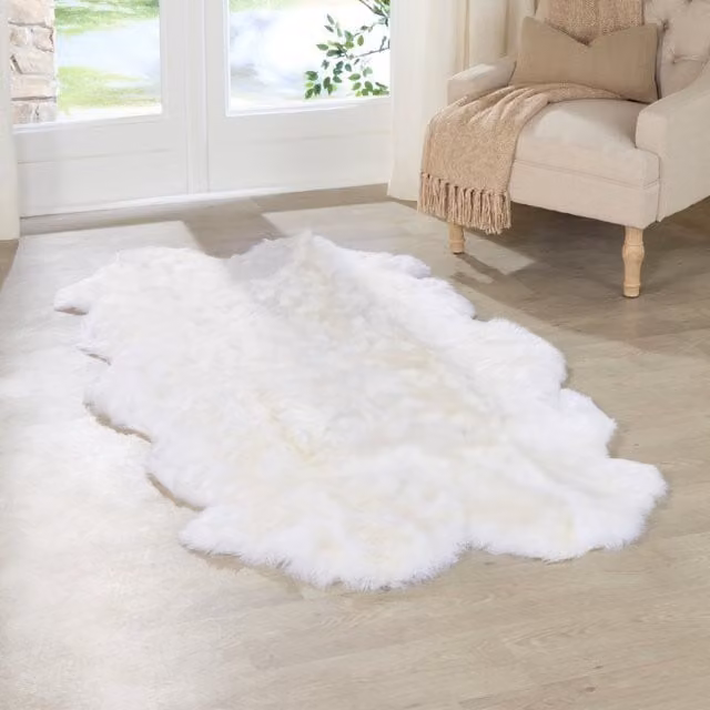 Native Natural Genuine Quad Sheepskin Rug in White