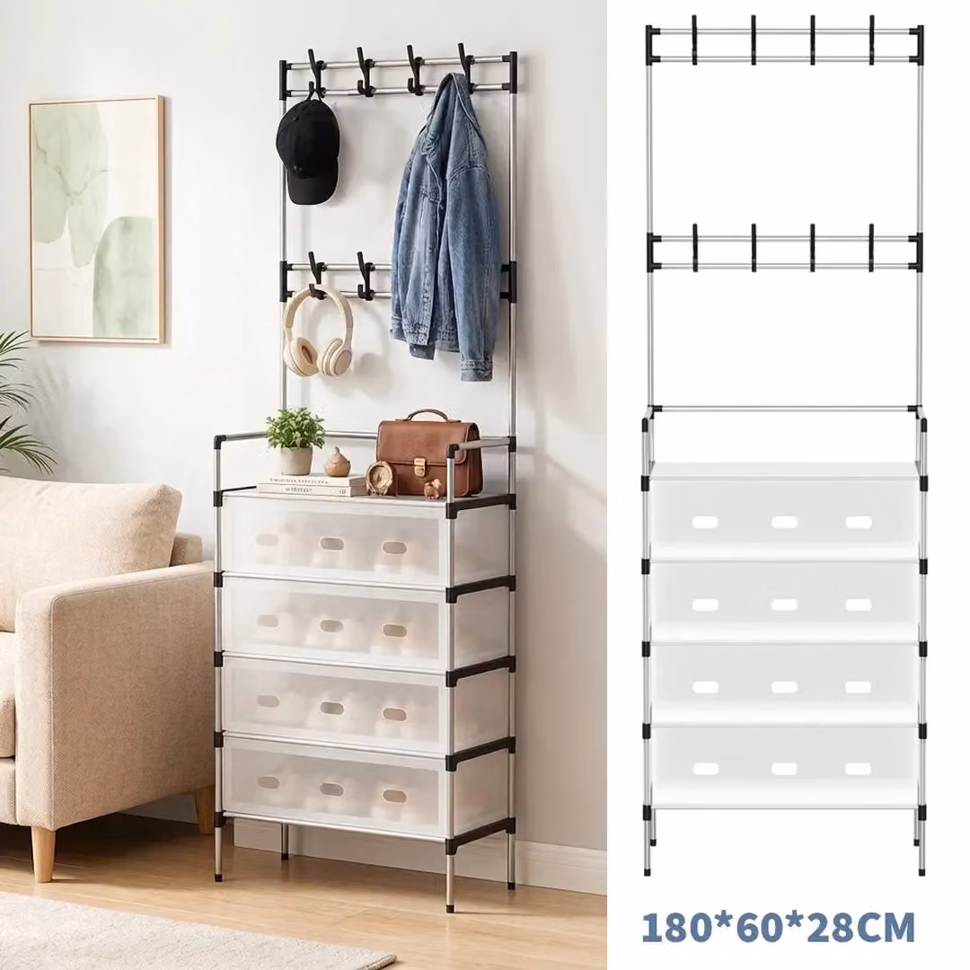 VOGREX 5 Tier Shoe Rack Storage Cabinet Organiser with Dust Proof Cover in Black – 2