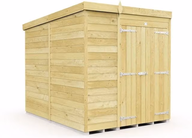 Buttercup Farm Brown Pent Shed with Double Doors and No Windows, W/D/H: 214 x 231 x 201 cm – 1
