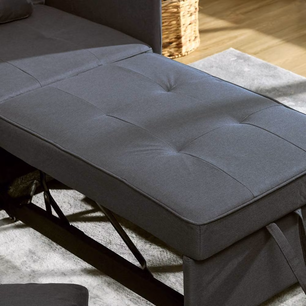 STILVORA 3-in-1 Grey Fabric Chair Bed with Solid Wood Frame and Adjustable Back – 8