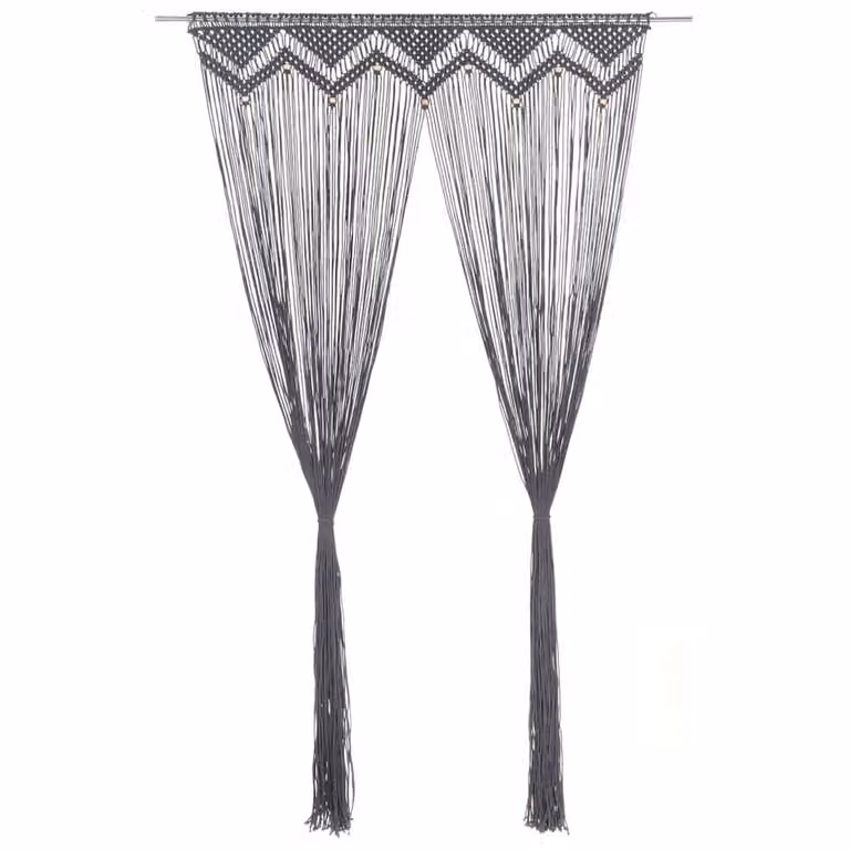Berkfield Home Macrame Curtain in Anthracite Grey, W: 140 cm, H: 240 cm