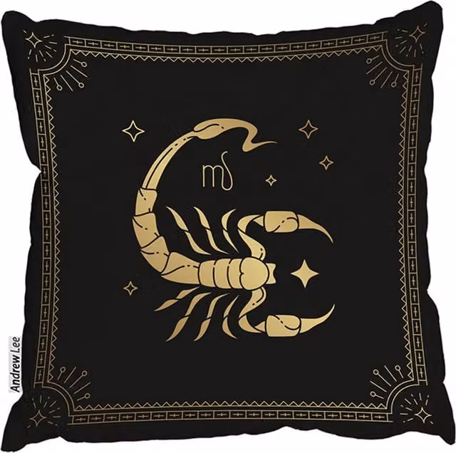 Benjamin Tate Design LTD Zodiac Scorpio Horoscope Outdoor Comfy Cushion in Black and Gold, W/D/H: 60 x 60 x 60 cm