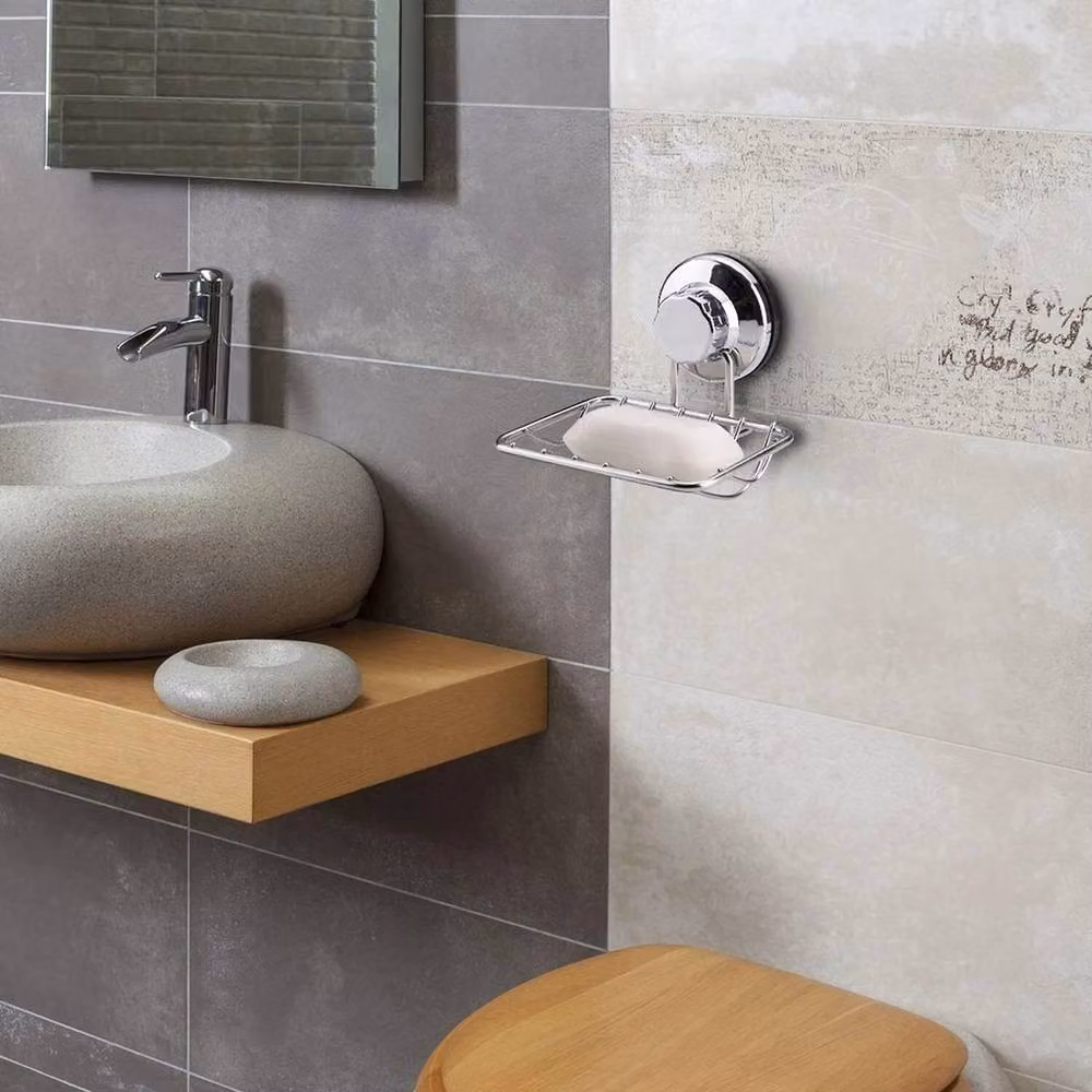 FLAVORA Stainless Steel Suction Cup Soap Basket in Silver, Width: 180 cm, Drop: 200 cm – 2