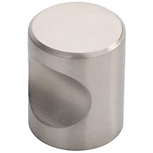 Loops Brushed Stainless Steel Cylindrical Cupboard Door Knob in Silver, Diameter: 25 mm