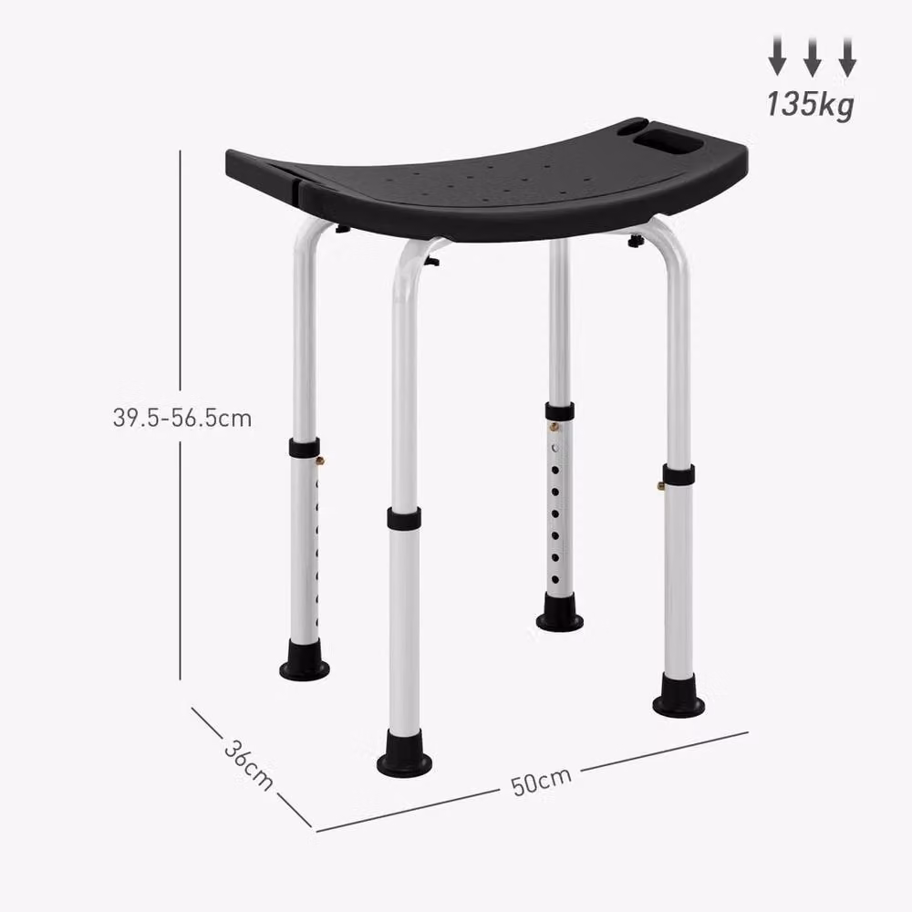 EONLION Mobility Shower Bath Stool Curved Bench in Black with Non-Slip Drainage Seat – 2