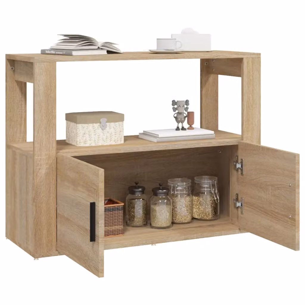 Berkfield Home Sonoma Oak Sideboard in Brown, W/D/H: 80 x 30 x 60 cm – 2