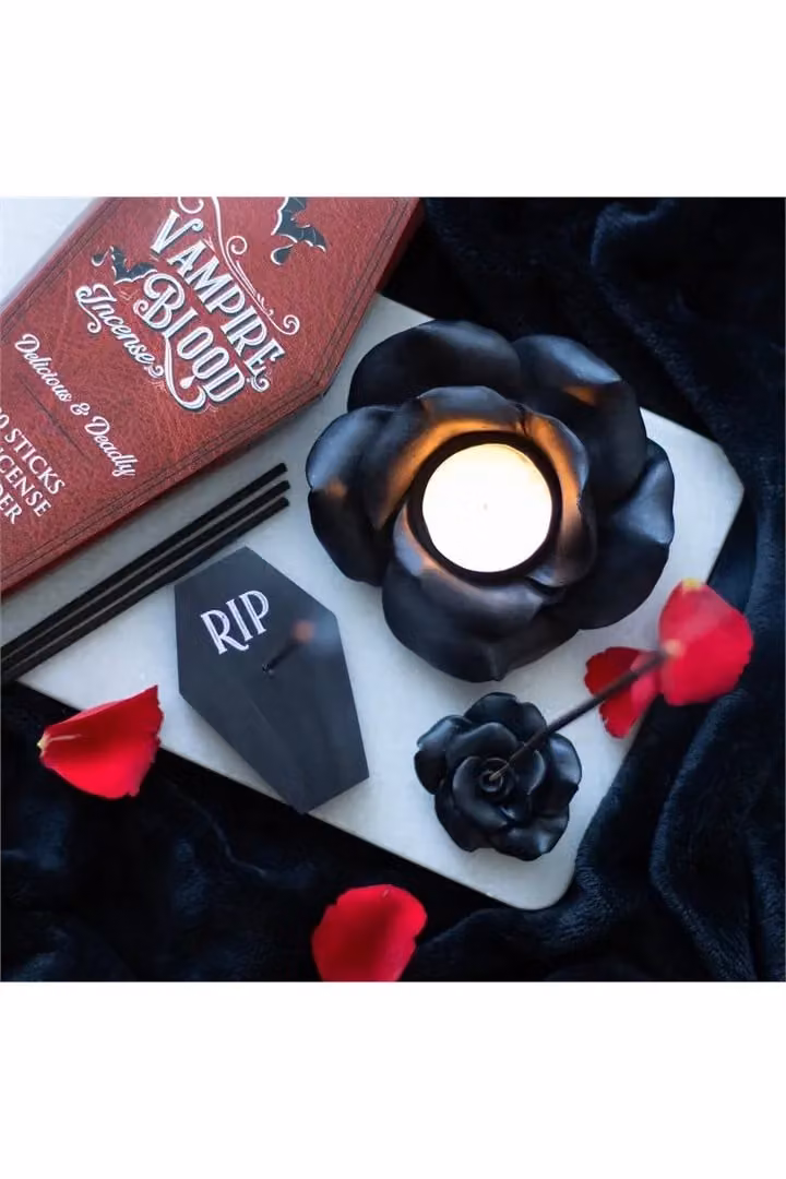 KDMD Black Rose Resin Tealight Candle Holder in Black – 4