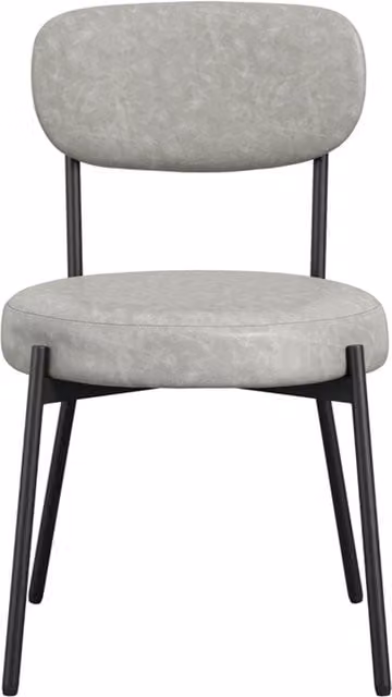LPD Home Smith Pair of Dining Chairs in Grey and Black Synthetic Leather