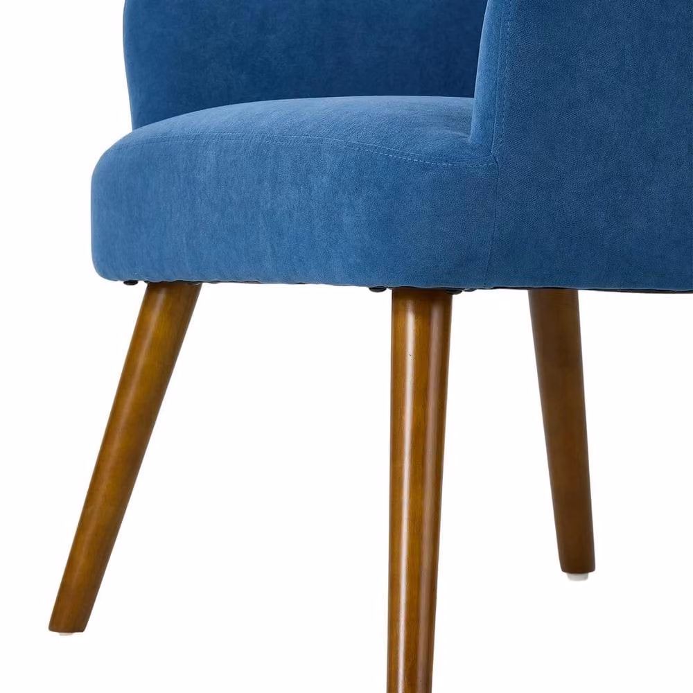 Kelvenix Modern Blue Velvet Accent Chair with Armrests and Metal Frame – 4