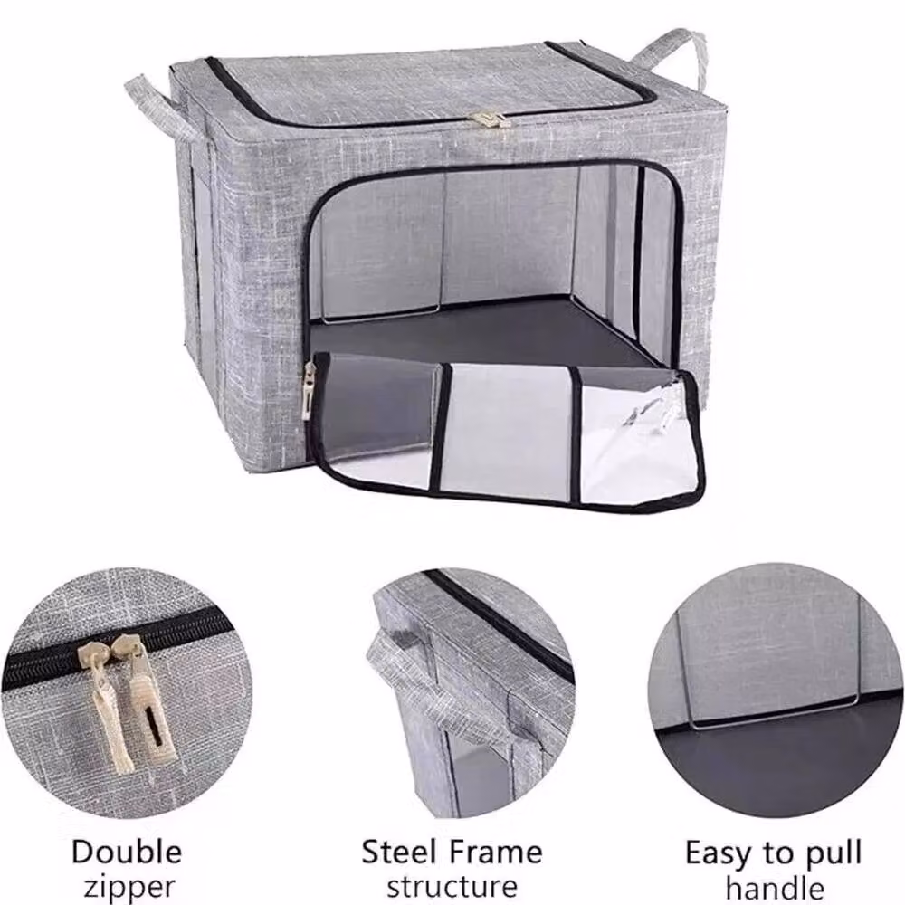 Kelvenix 3-Piece Set of 66L Foldable and Stackable Storage Boxes in Grey – 2