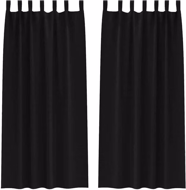 Berkfield Home Blackout Fabric Curtains, 2 Pack, Black, H 245 x W 140 cm – 1