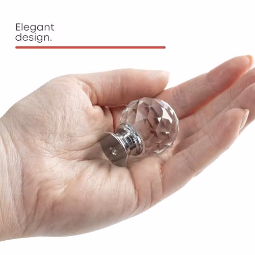 FINEWAY Set of 10 Transparent Glass Crystal Door Knobs with Chrome Base – 4
