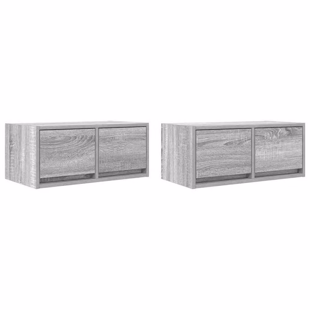Berkfield Home Set of 2 Modern Grey Sonoma TV Cabinets in Engineered Wood, W: 60 cm, D: 31 cm, H: 25.5 cm – 2