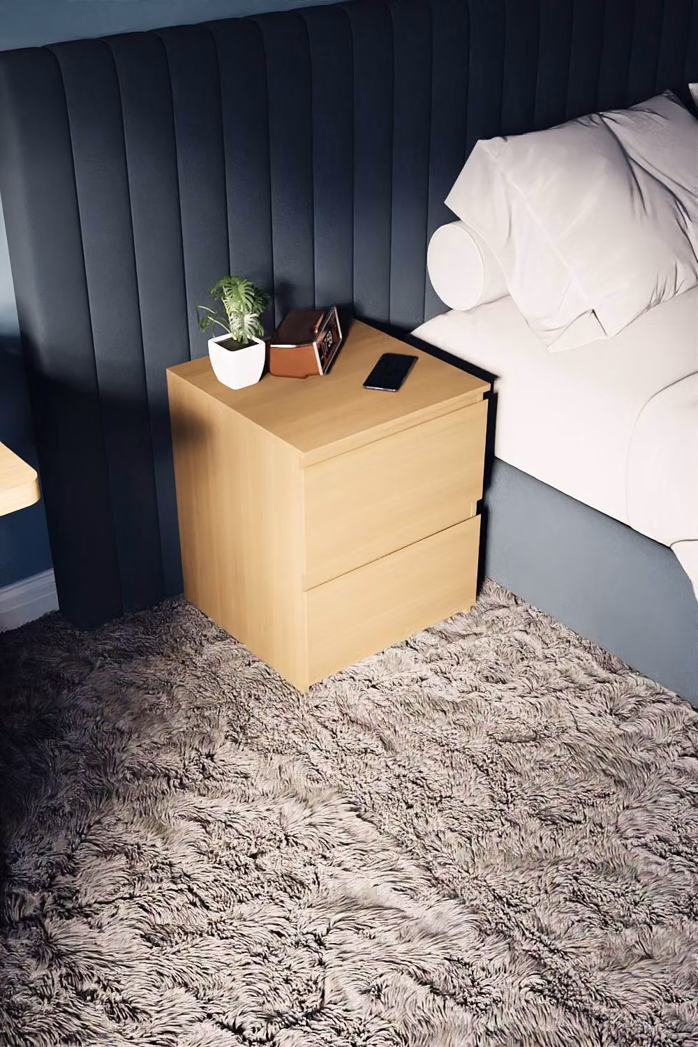 HD Designs Denver 2 Drawer Bedside Chest of Drawers in Brown – 4