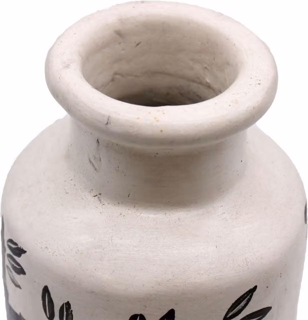 KDMK Ceramic Bamboo Motif Straight Tabletop Vase in White and Black