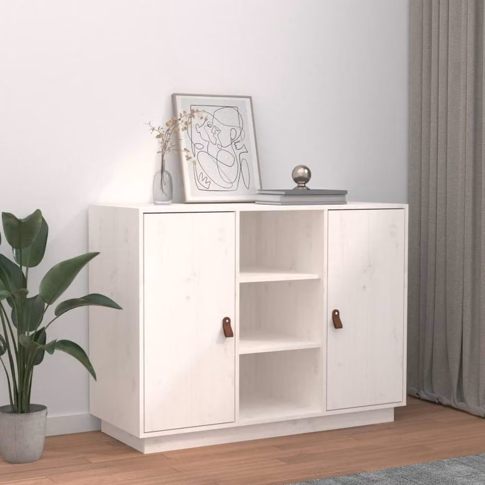 Berkfield Home White Solid Wood Pine Sideboard, W/D/H: 100 x 40 x 75 cm – 2