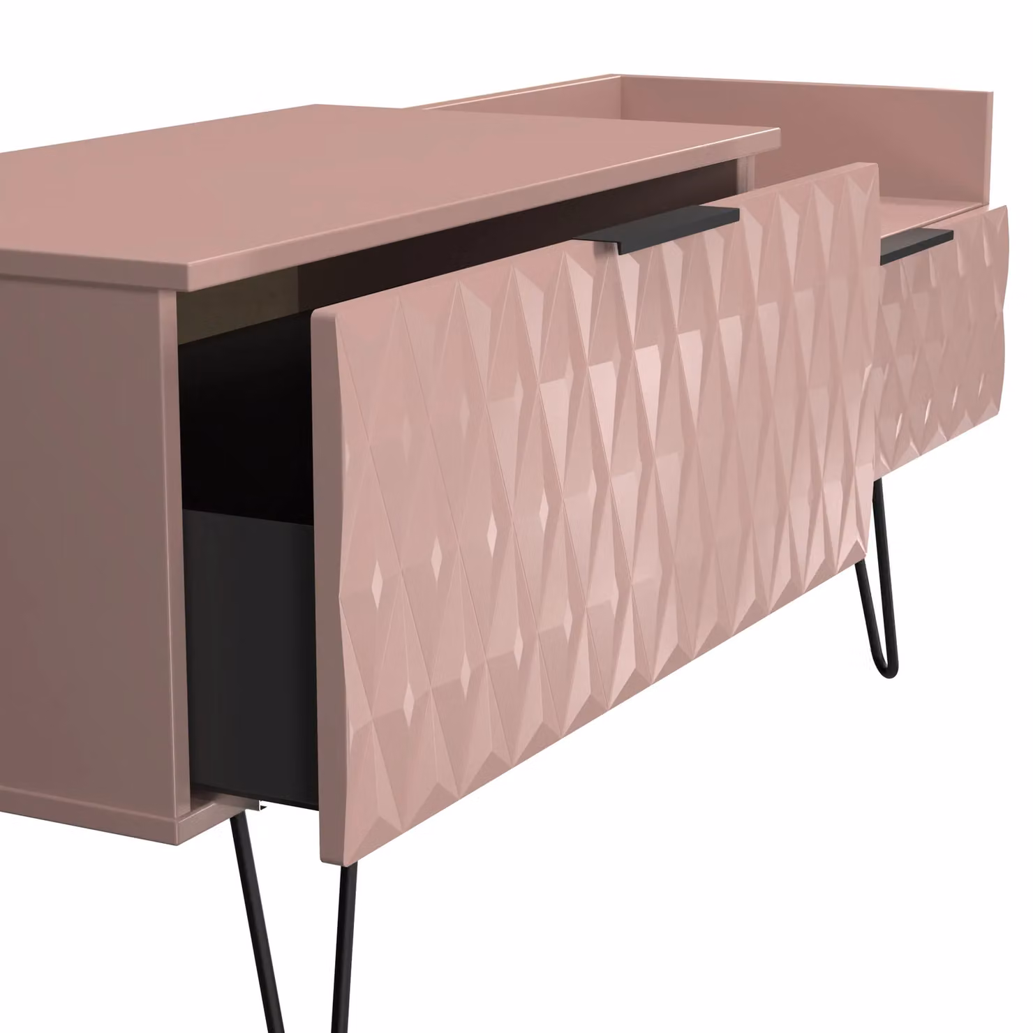 2 U Islay Ready Assembled 2 Drawer Coffee TV Unit in Dusty Pink – 4