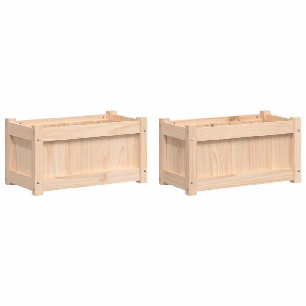 Berkfield Home Garden Planter Tub Set of 2, Solid Wood Pine, Light Brown – 2