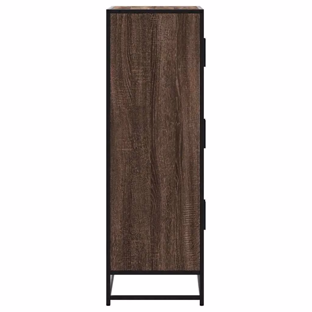 Berkfield Home Brown Oak Highboard in Engineered Wood and Metal, W/D/H: 68 x 35 x 106.5 cm – 4