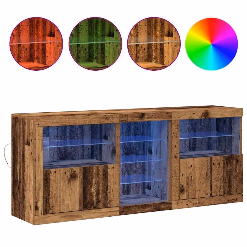 Berkfield Home Rustic Brown Engineered Wood Sideboard with Integrated LED Lights W/D/H: 162 x 37 x 67 cm – 4