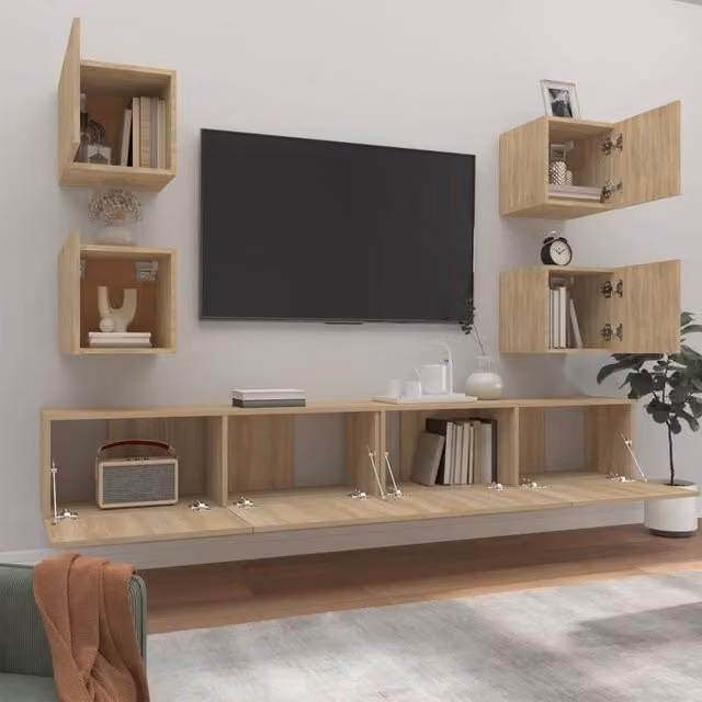 Berkfield Home Classic 6 Piece TV Cabinet Set in Light Oak