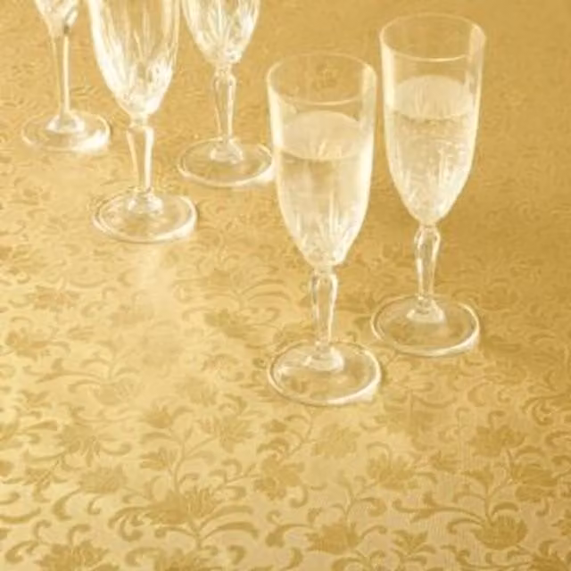 Designers 247 Gold Floral Embossed PVC Tablecloth
