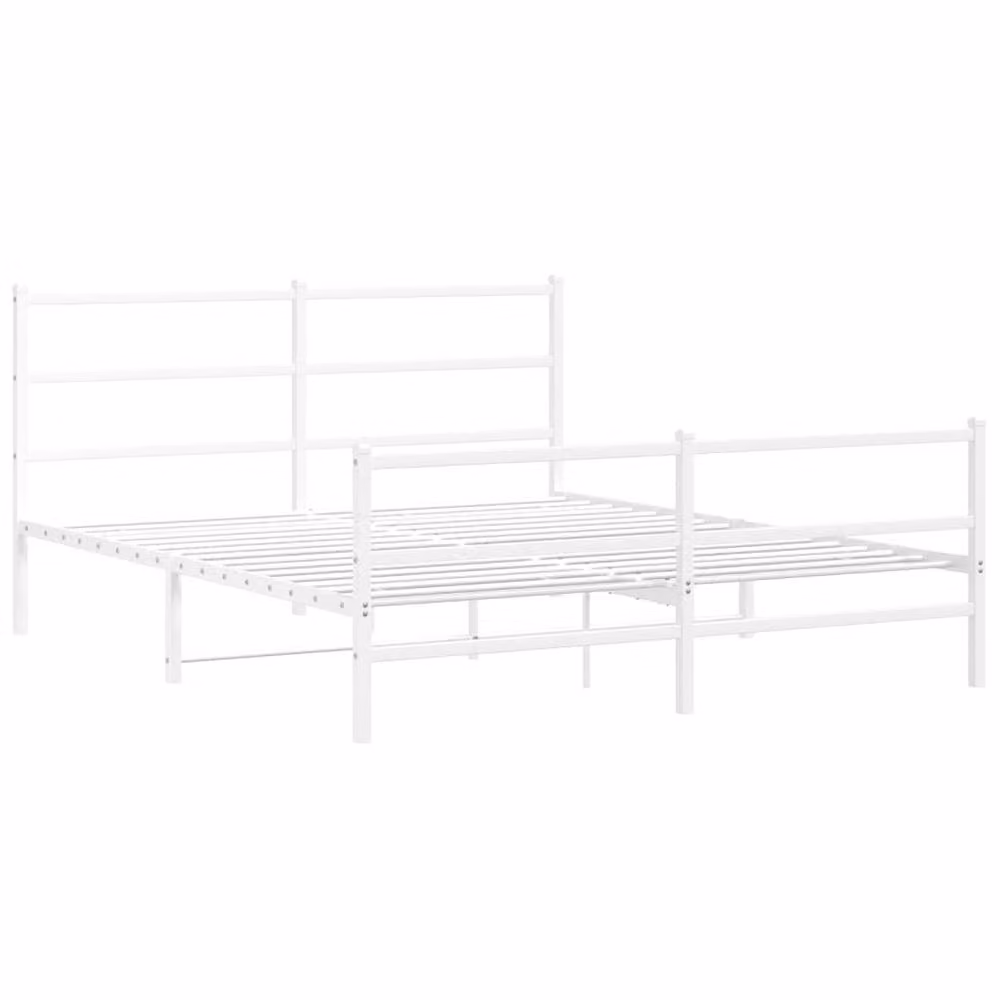 Berkfield Home Metal Bed Frame with Footboard, White, W/D/H: 150 x 200 cm – 2
